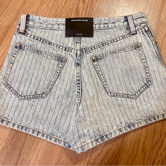 ALEXANDER WANG Crystal-embellished denim shorts Size 25 New with Tag - Picture 4 of 12
